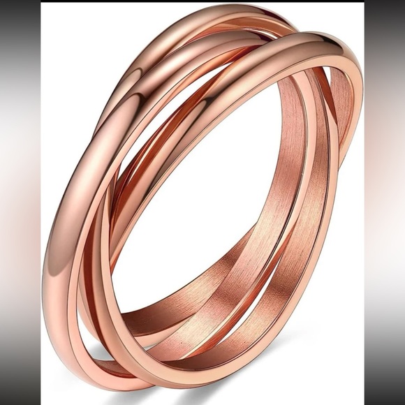 Gold-Tone Interlocking Stainless Promise Ring - Picture 2 of 4